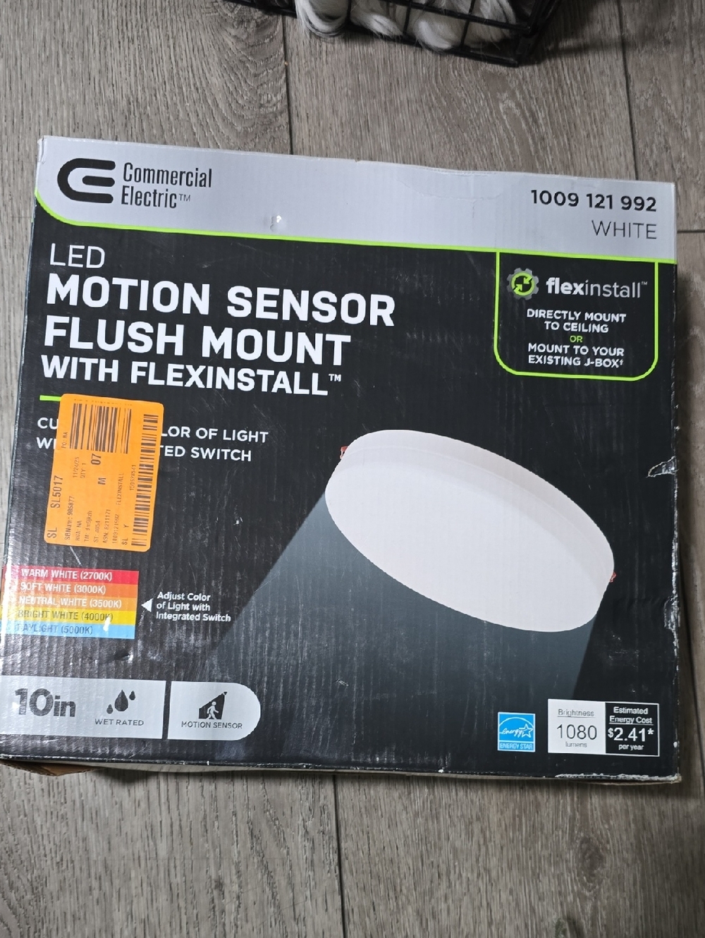 Commercial Electric LED Motion Sensor Flush Mount Light - White